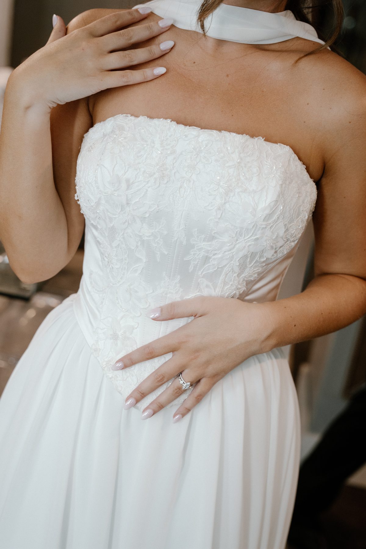 Bridal gown and manicure detail — GISS Beauty wedding day